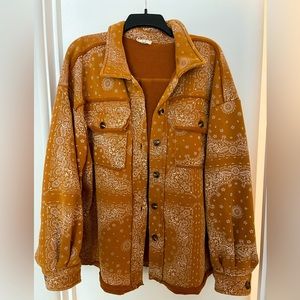 Bandana print button down coat